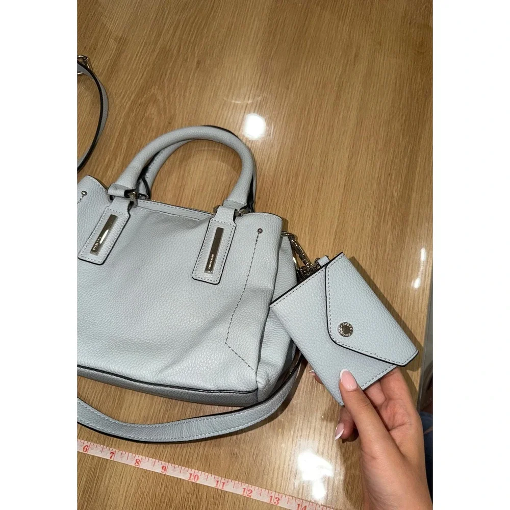 Steve Madden Light Blue Pebbled Satchel Crossbody Bag with Coin Purse Accessory